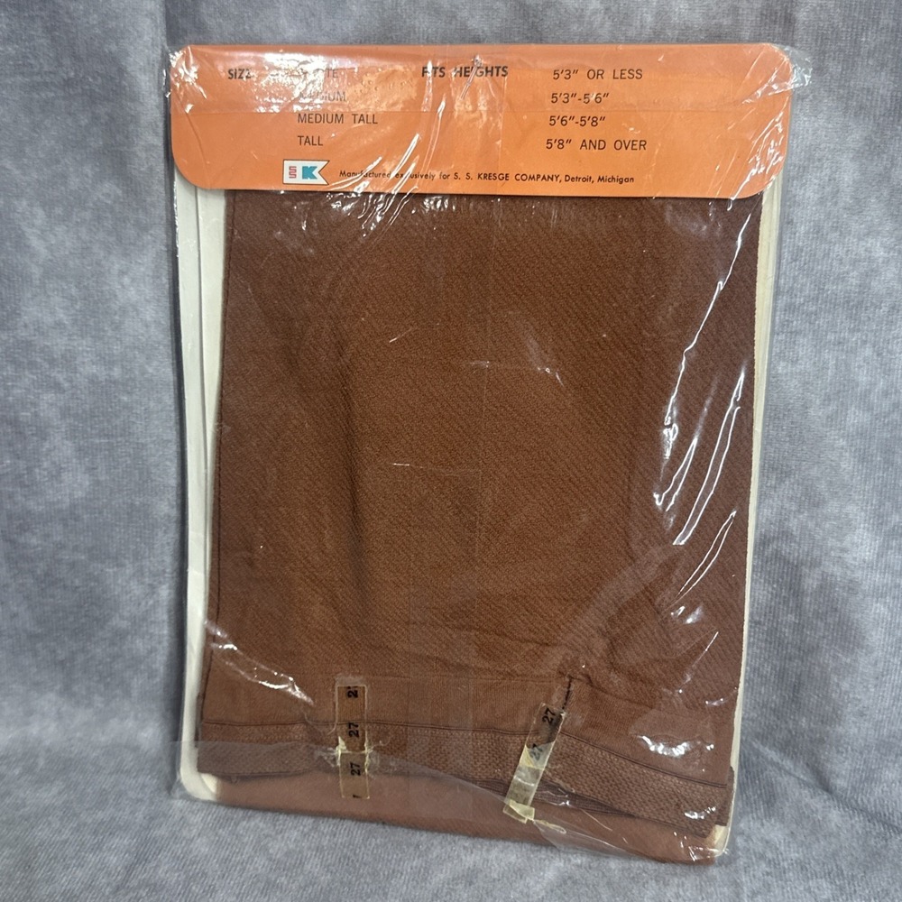 Vintage Kmart Seamless Pantyhose Cinnamon Color Petite 92 100 Pounds Retro 70S - Picture 4 of 5